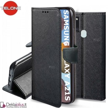 Telone dėklas su skyreliais - juodas (Samsung A21s)